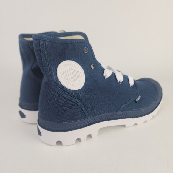 PALLADIUM Men's Blanc Hi Hiking Outdoors Canva Boots Blue White - Picture 5 of 12